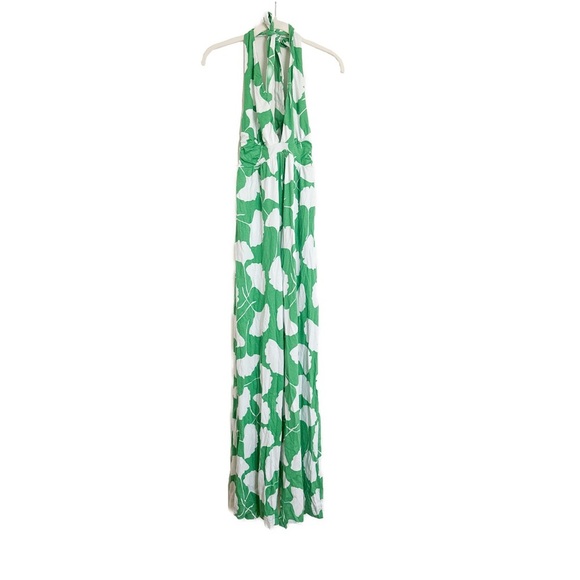 Diane Von Furstenberg X Target Ginkgo Green Halter Wide Leg Jumpsuit Size XXS - Picture 4 of 5